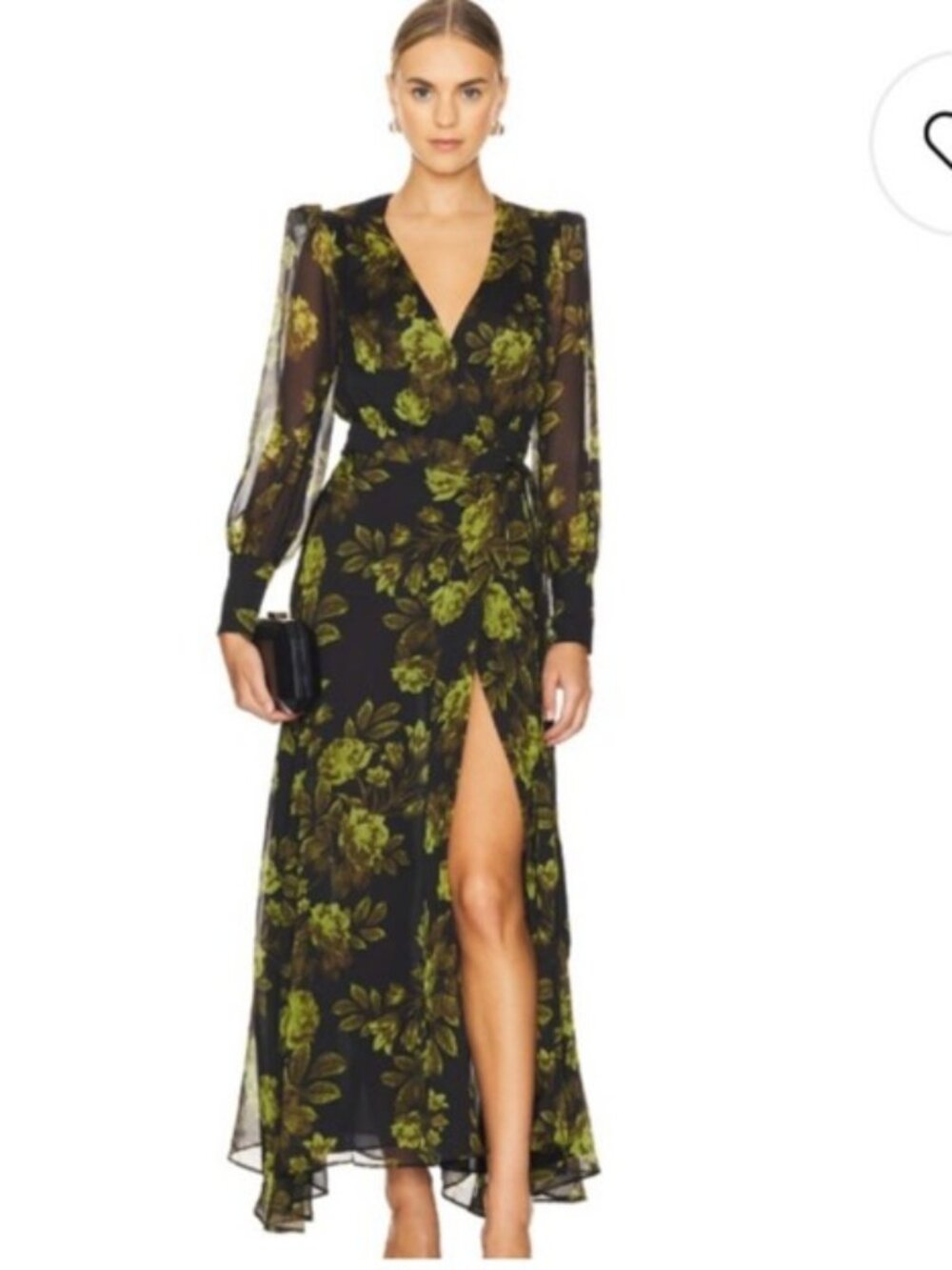 Bardot Women's Lucianna Maxi Wrap Dress Women’s Size 4 Floral Slit Q GREEN FLO